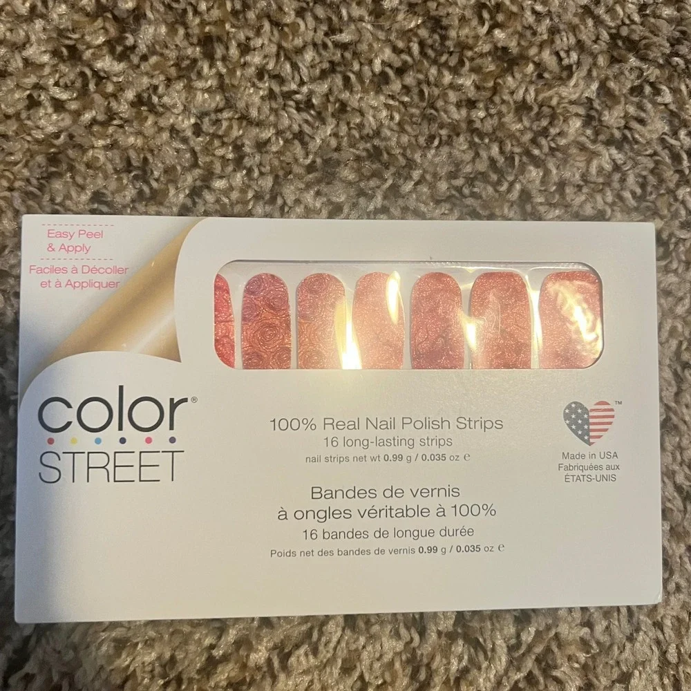 Color Street Blush Hour FDG320 Nail Polish Strips Rose Gold‎ Glitter Floral 16ct
